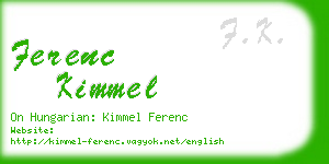 ferenc kimmel business card